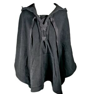 Vera Wang Wool Blend Hooded Kangaroo Pocket Lace-up Goth Dark Academia Forest M